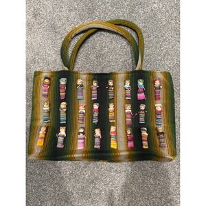 Handmade Guatemalan Doll Tote Bag Woven Stripes 16"Wide 10" Tall